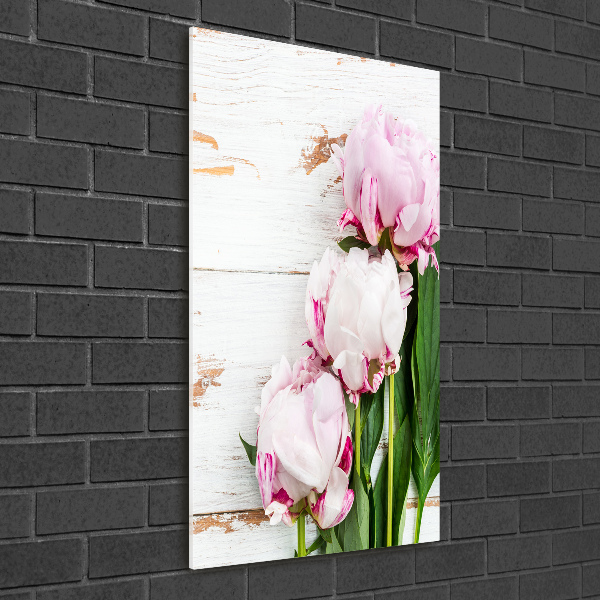 Glass wall art Peony