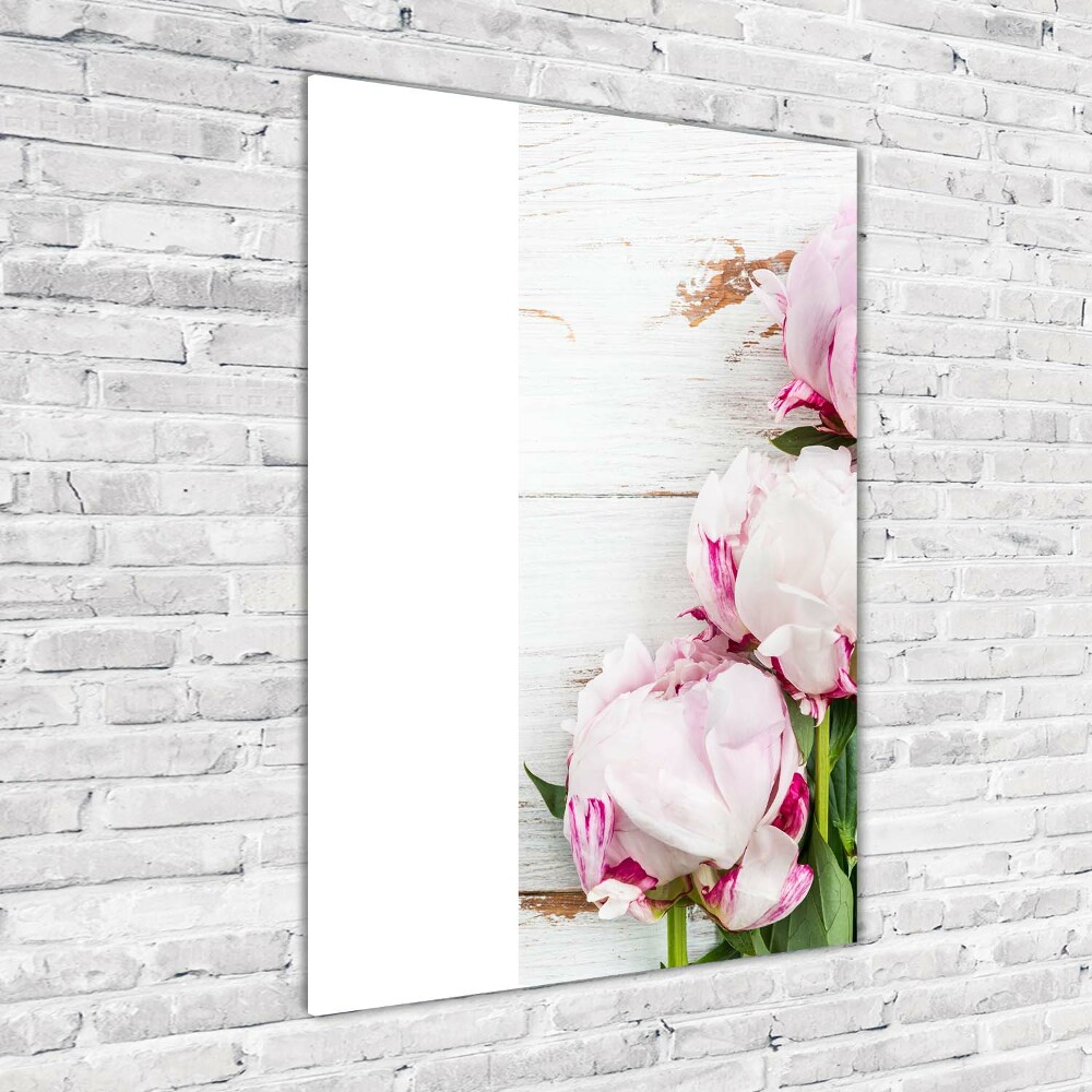 Glass wall art Peony