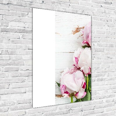 Glass wall art Peony