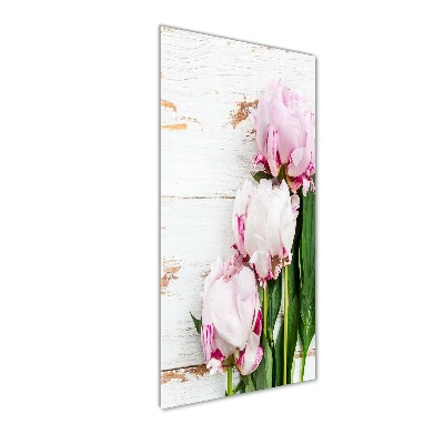 Glass wall art Peony