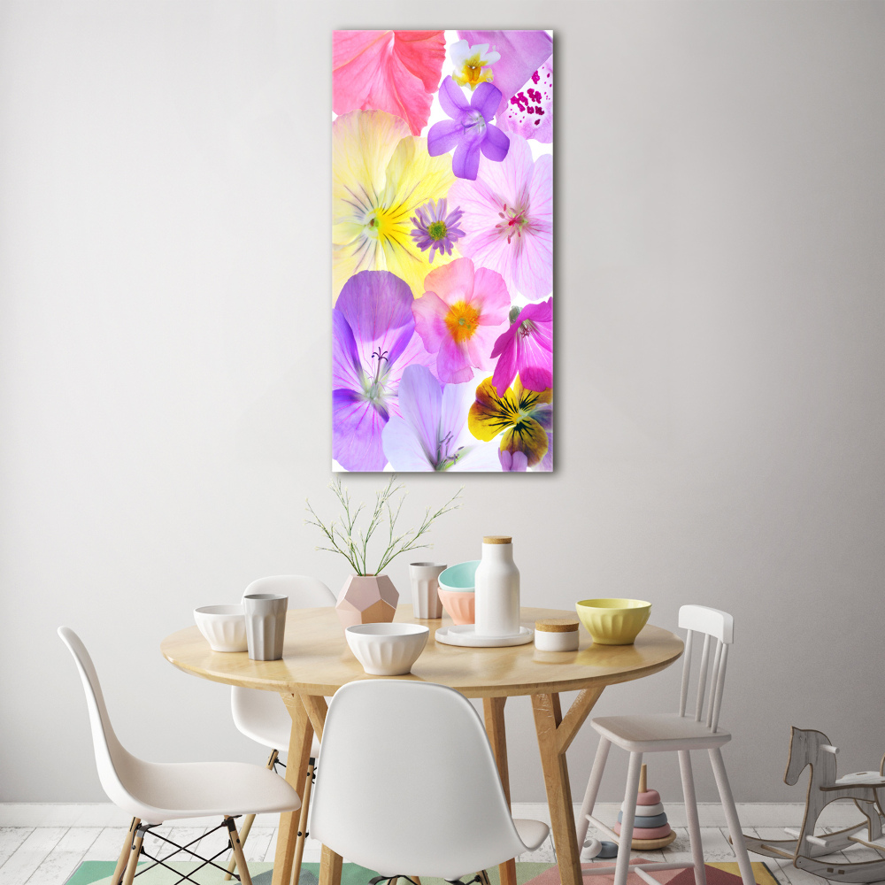 Wall art on glass Colorful flowers