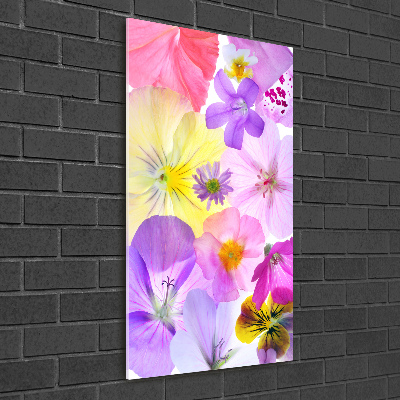 Wall art on glass Colorful flowers