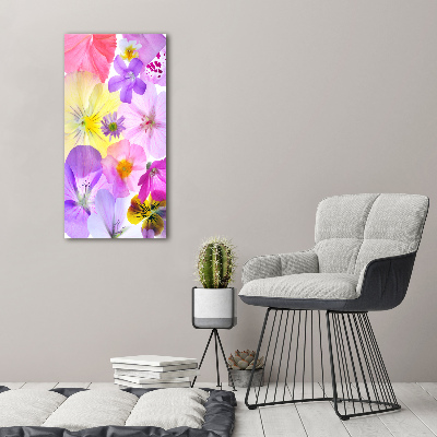 Wall art on glass Colorful flowers