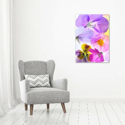 Wall art on glass Colorful flowers