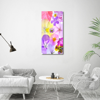 Wall art on glass Colorful flowers