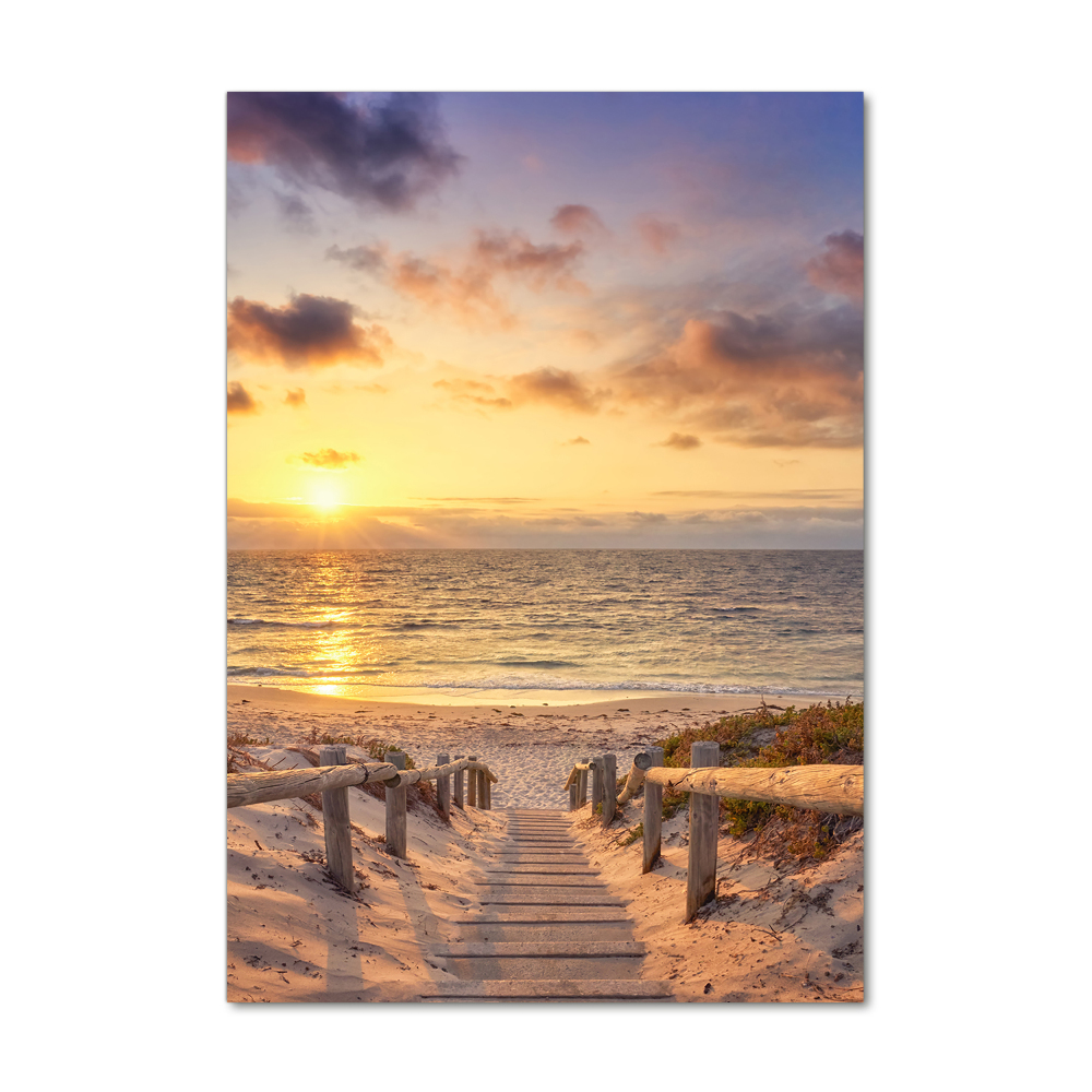 Glass wall art Path to the beach