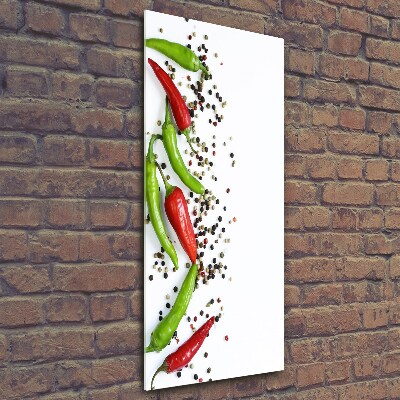 Wall art on glass Chilli peppers