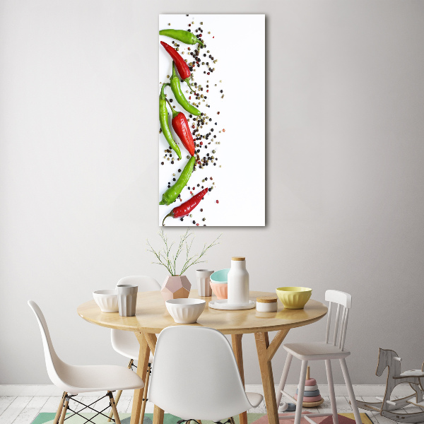 Wall art on glass Chilli peppers