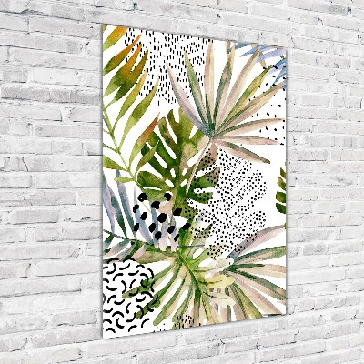 Print on a a glass Tropical leaves