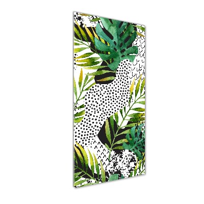 Glass wall art Tropical leaves