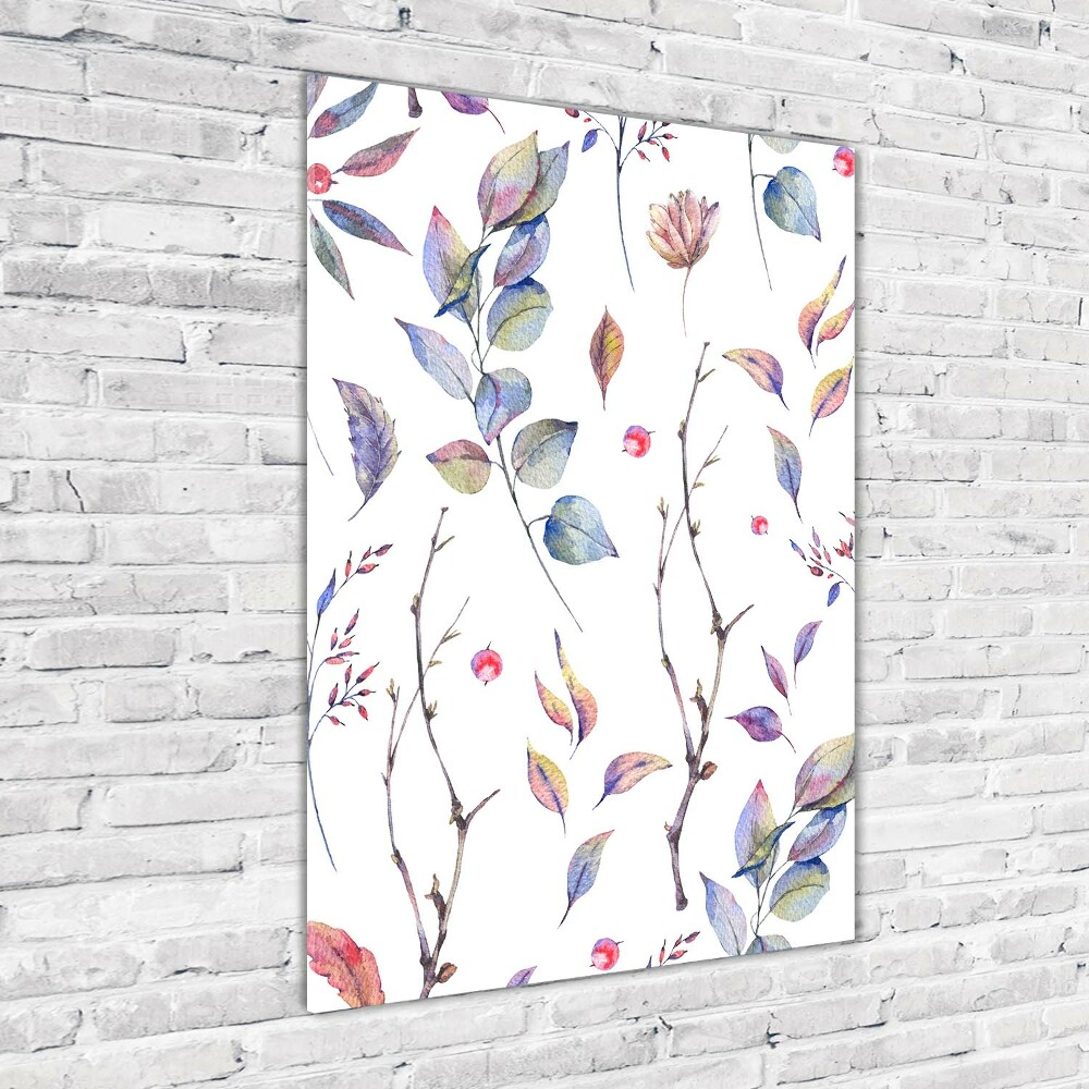 Wall art on glass Eucalyptus leaves