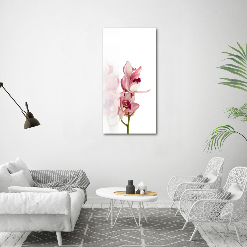 Glass wall art Pink orchid