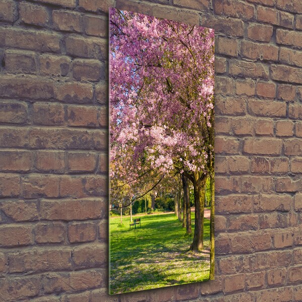 Glass art picture Cherry trees