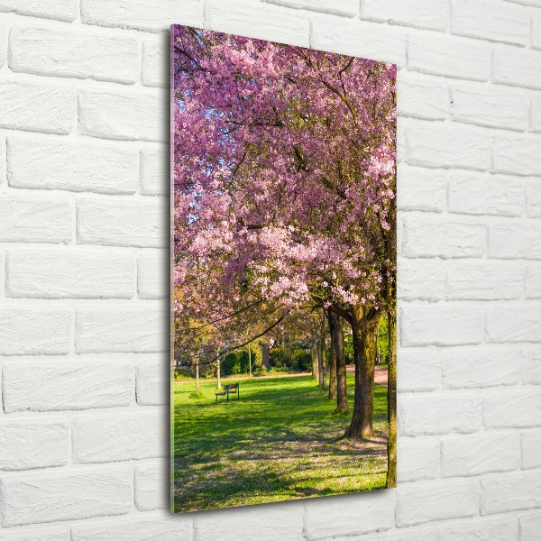 Glass art picture Cherry trees