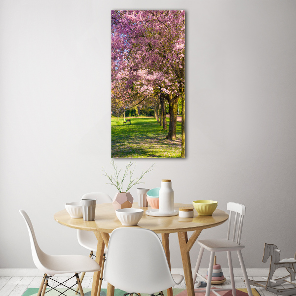 Glass art picture Cherry trees