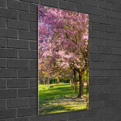 Glass art picture Cherry trees