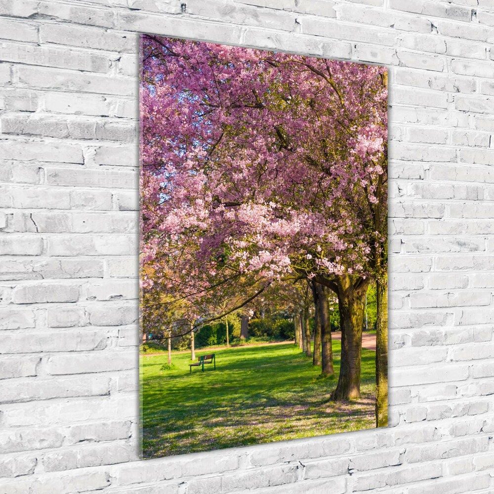 Glass art picture Cherry trees