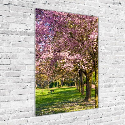 Glass art picture Cherry trees