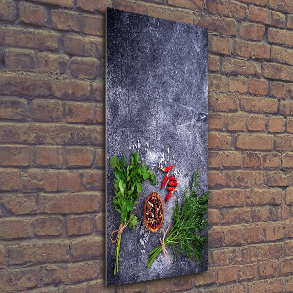 Glass wall art Herbs and spices