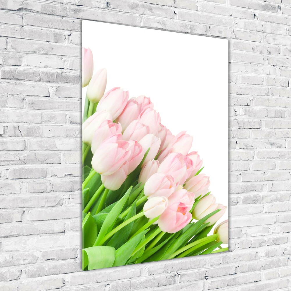 Print on a a glass Pink tulips