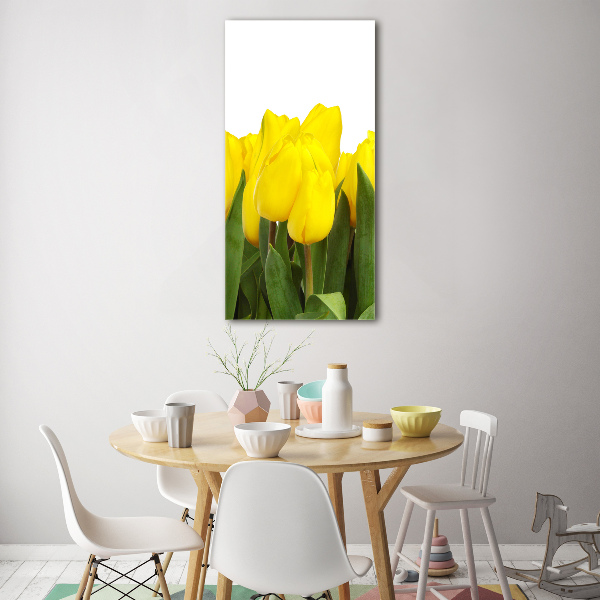 Glass wall art Yellow tulips