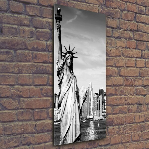 Wall art on glass statue of Liberty