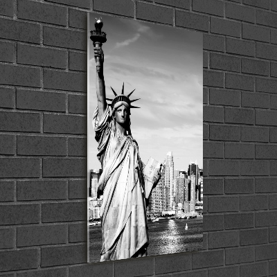 Wall art on glass statue of Liberty