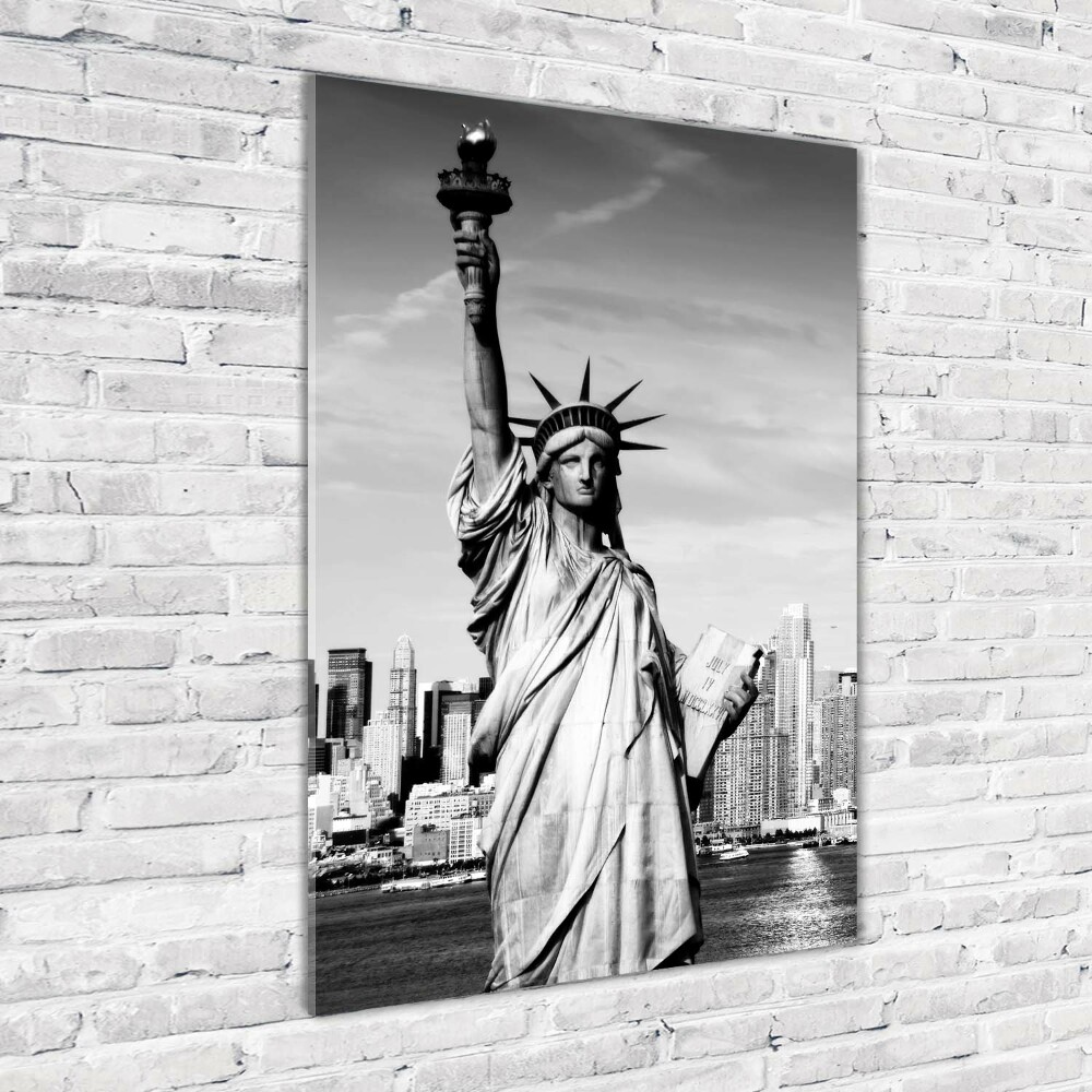 Wall art on glass statue of Liberty