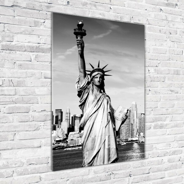 Wall art on glass statue of Liberty