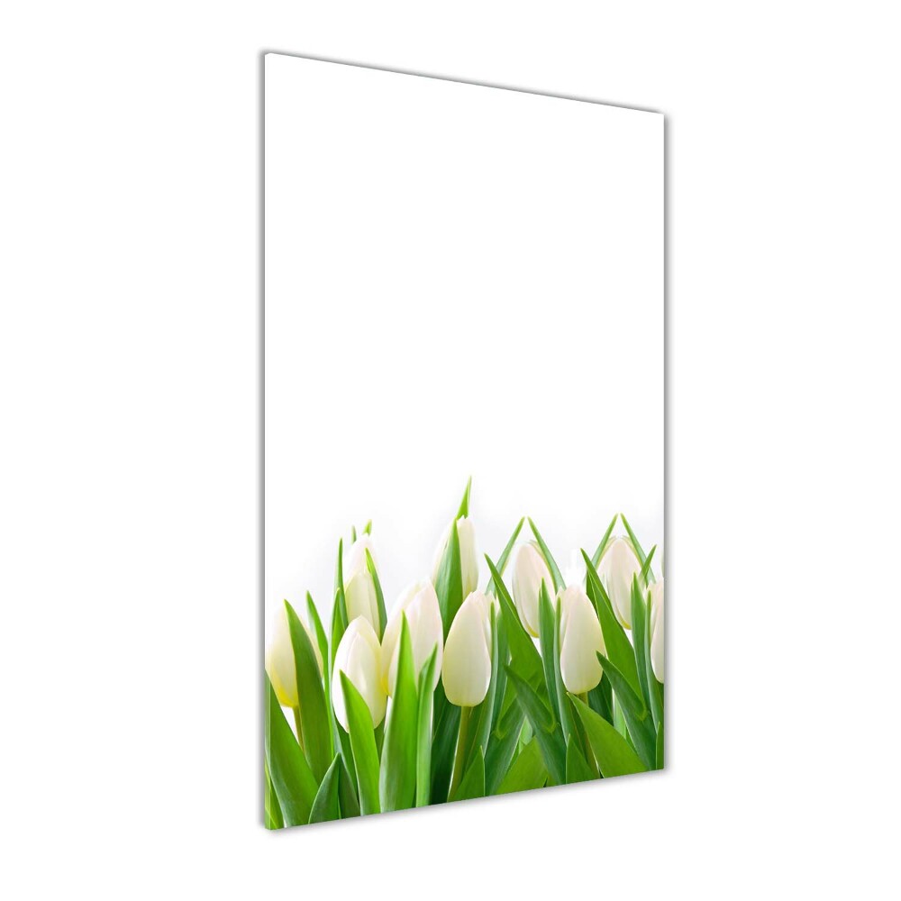 Glass art picture White tulips