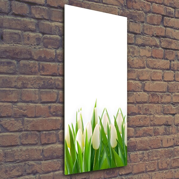 Glass art picture White tulips