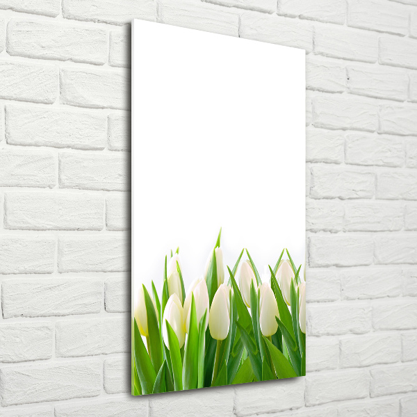 Glass art picture White tulips