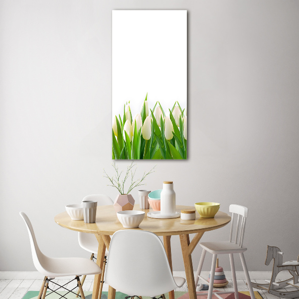 Glass art picture White tulips