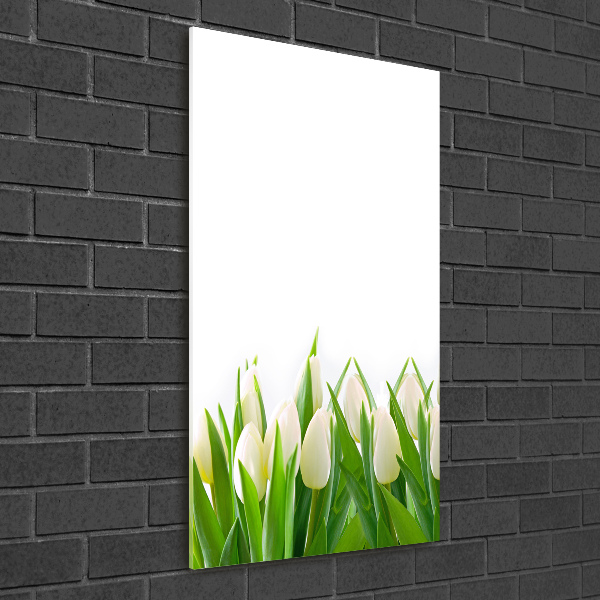 Glass art picture White tulips