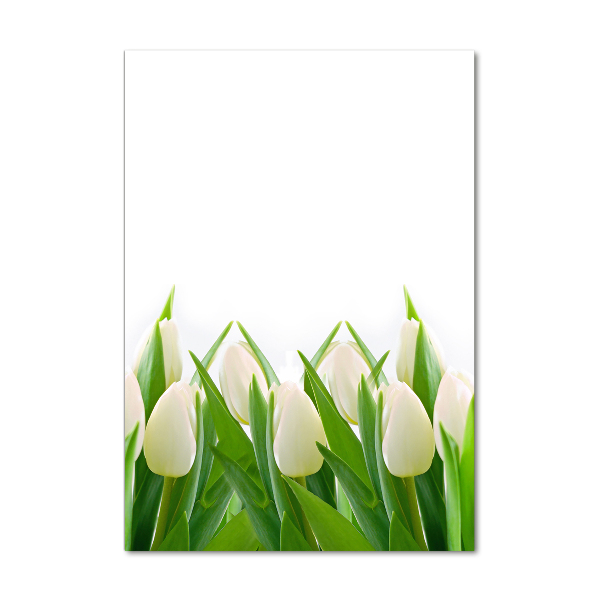 Glass art picture White tulips