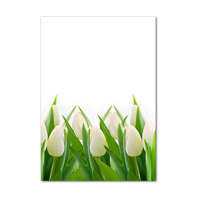 Glass art picture White tulips