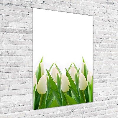 Glass art picture White tulips