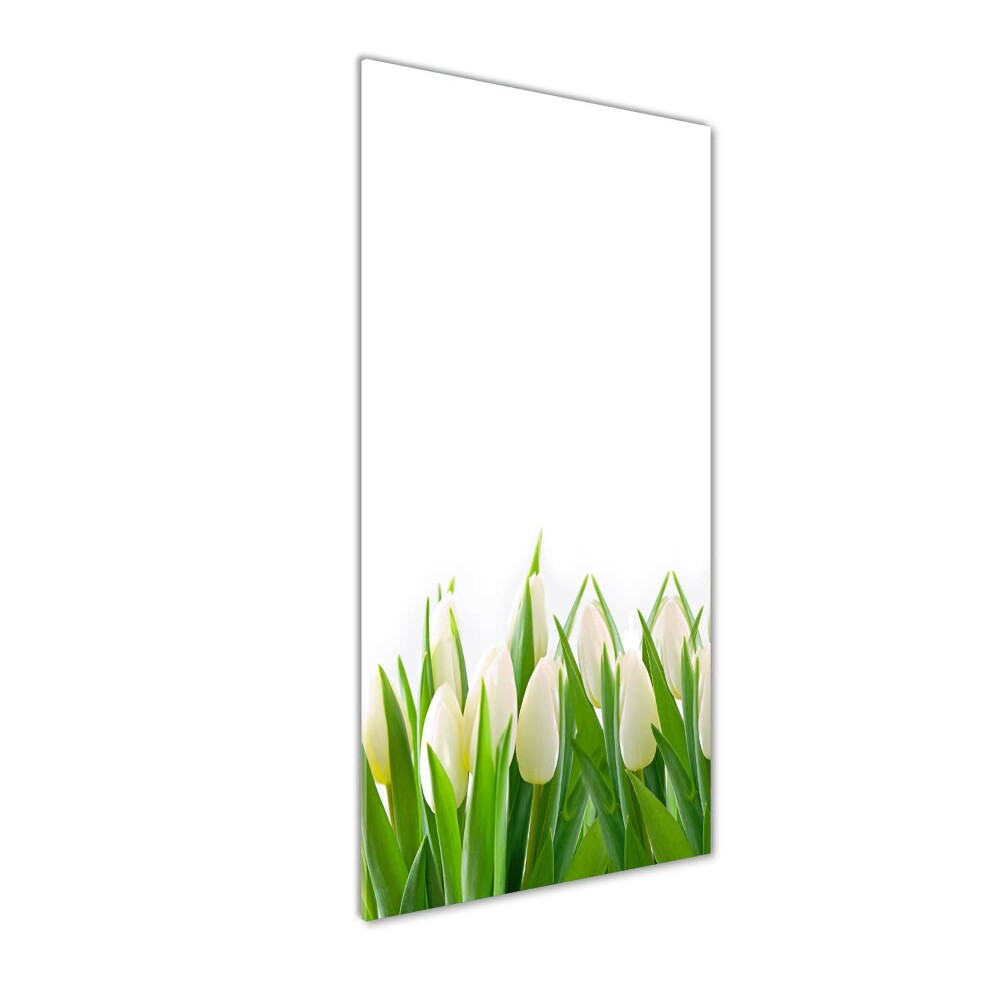 Glass art picture White tulips