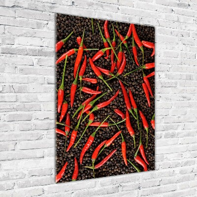 Wall art on glass Chilli peppers