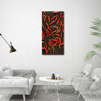 Wall art on glass Chilli peppers