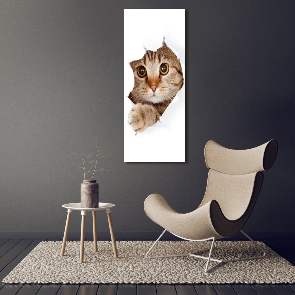 Glass wall art Cat