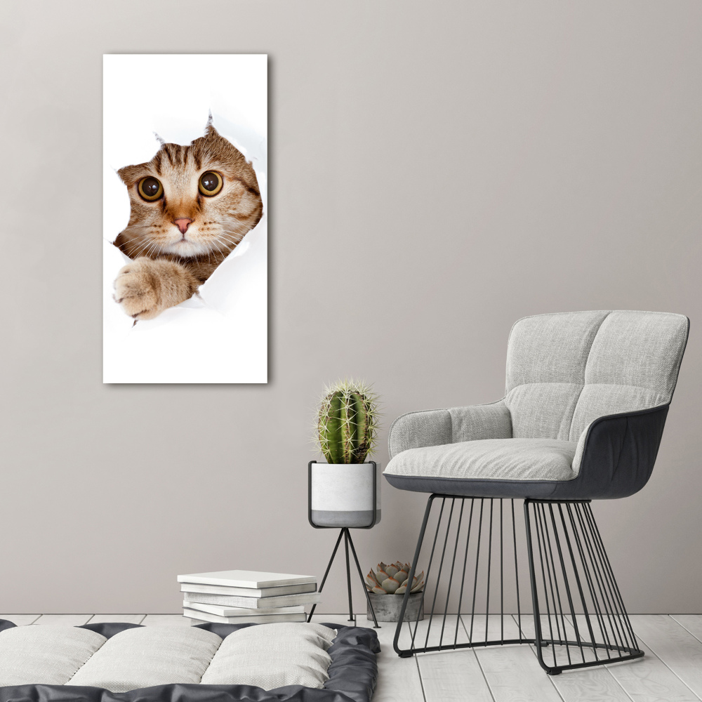 Glass wall art Cat