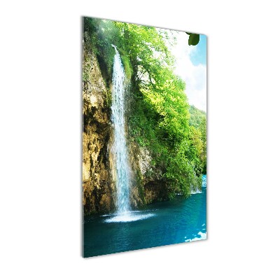 Photo printed on glass Waterfall in the forest