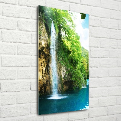 Photo printed on glass Waterfall in the forest