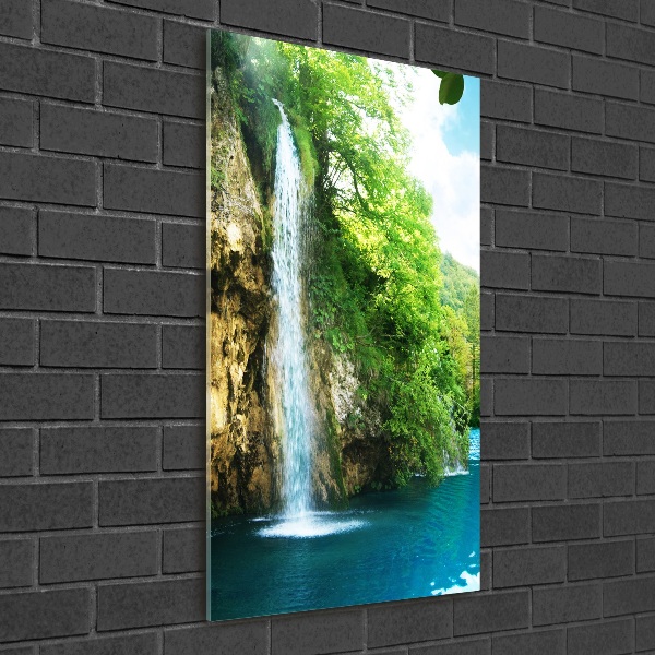 Photo printed on glass Waterfall in the forest