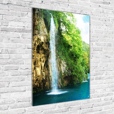 Photo printed on glass Waterfall in the forest