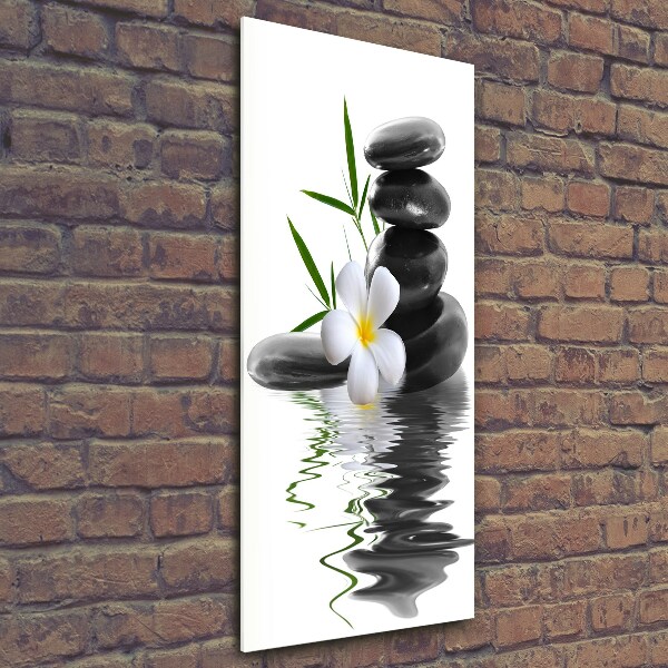 Glass wall art Orchid and stones