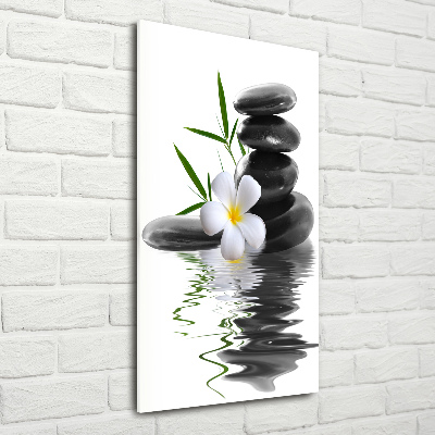 Glass wall art Orchid and stones