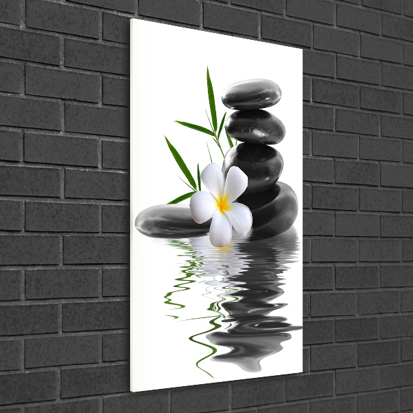 Glass wall art Orchid and stones