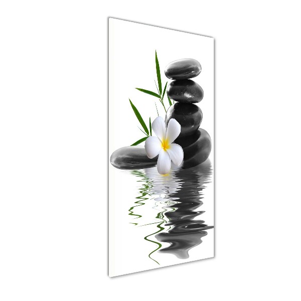 Glass wall art Orchid and stones